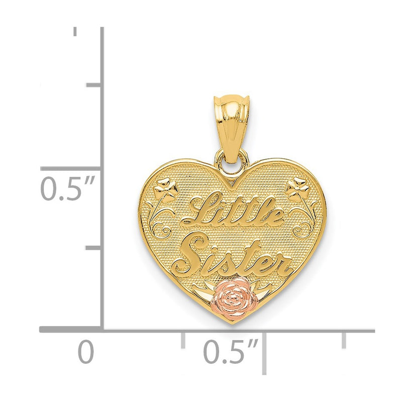 14k Two-tone LITTLE SISTER Heart Pendant-D3976