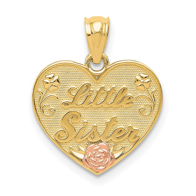 14k Two-tone LITTLE SISTER Heart Pendant-D3976