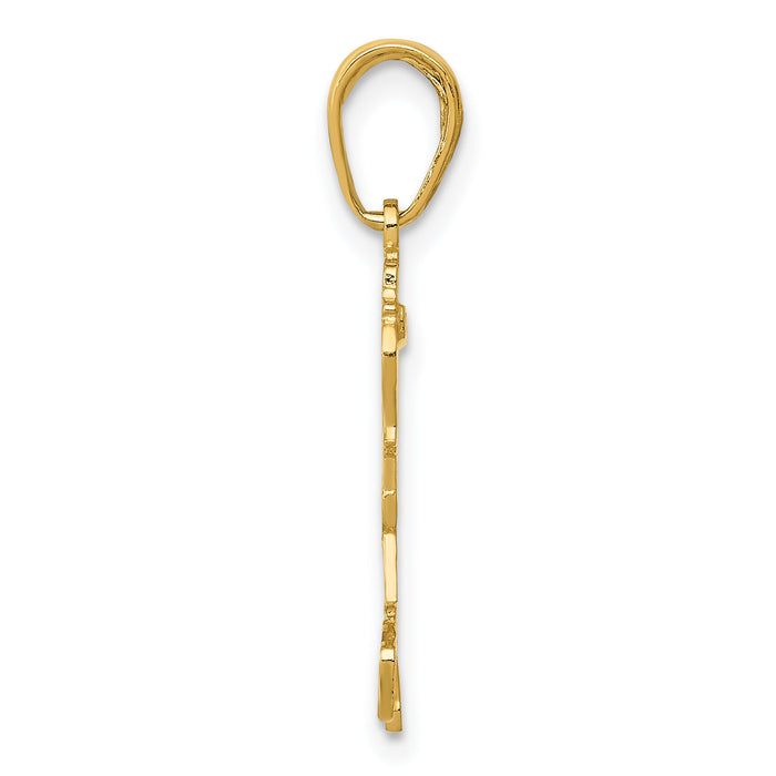 14K Little Girl Walking with Flowers Pendant-D3993