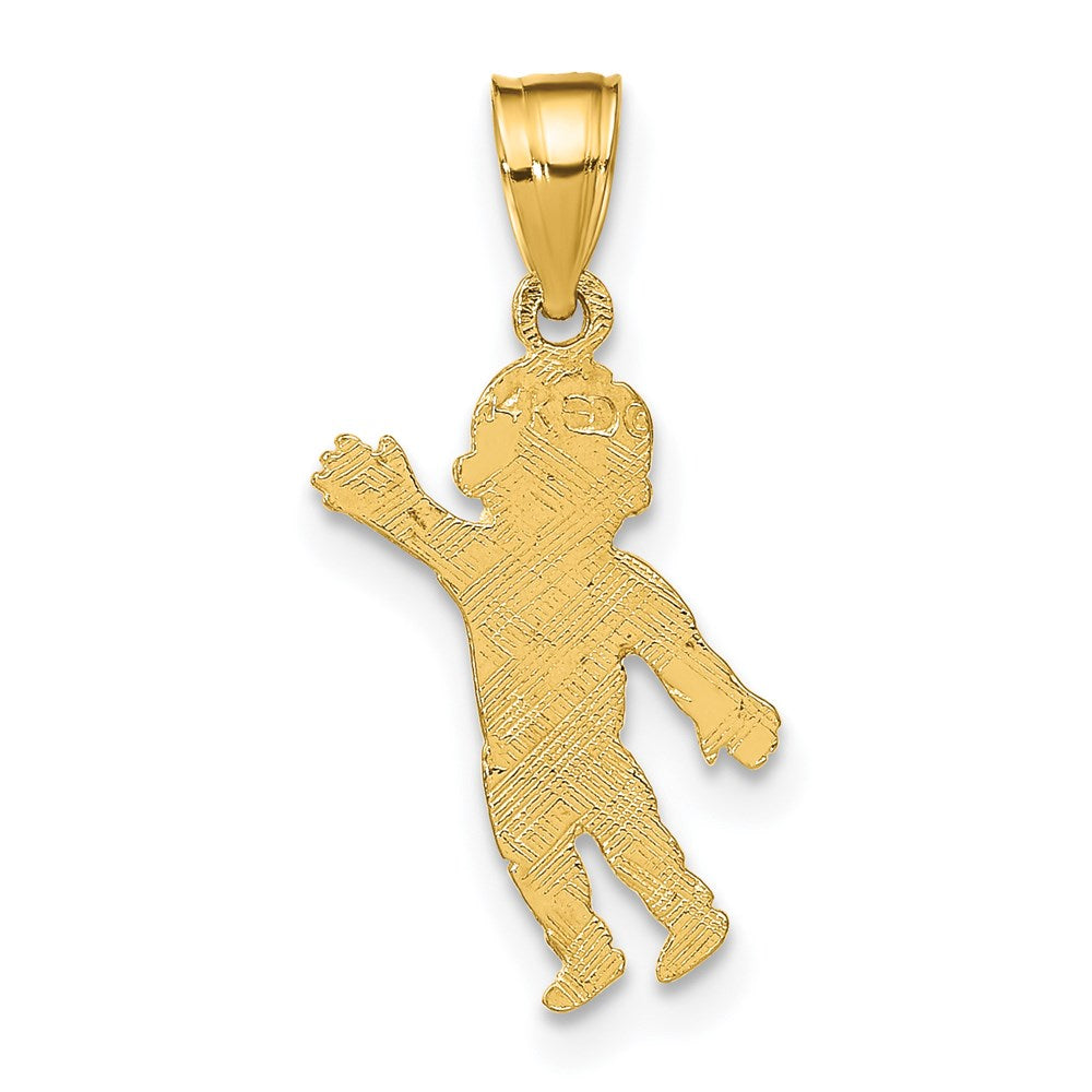 14K Boy Waving with Heart on Pocket Charm-D3994