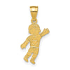 14K Boy Waving with Heart on Pocket Charm-D3994