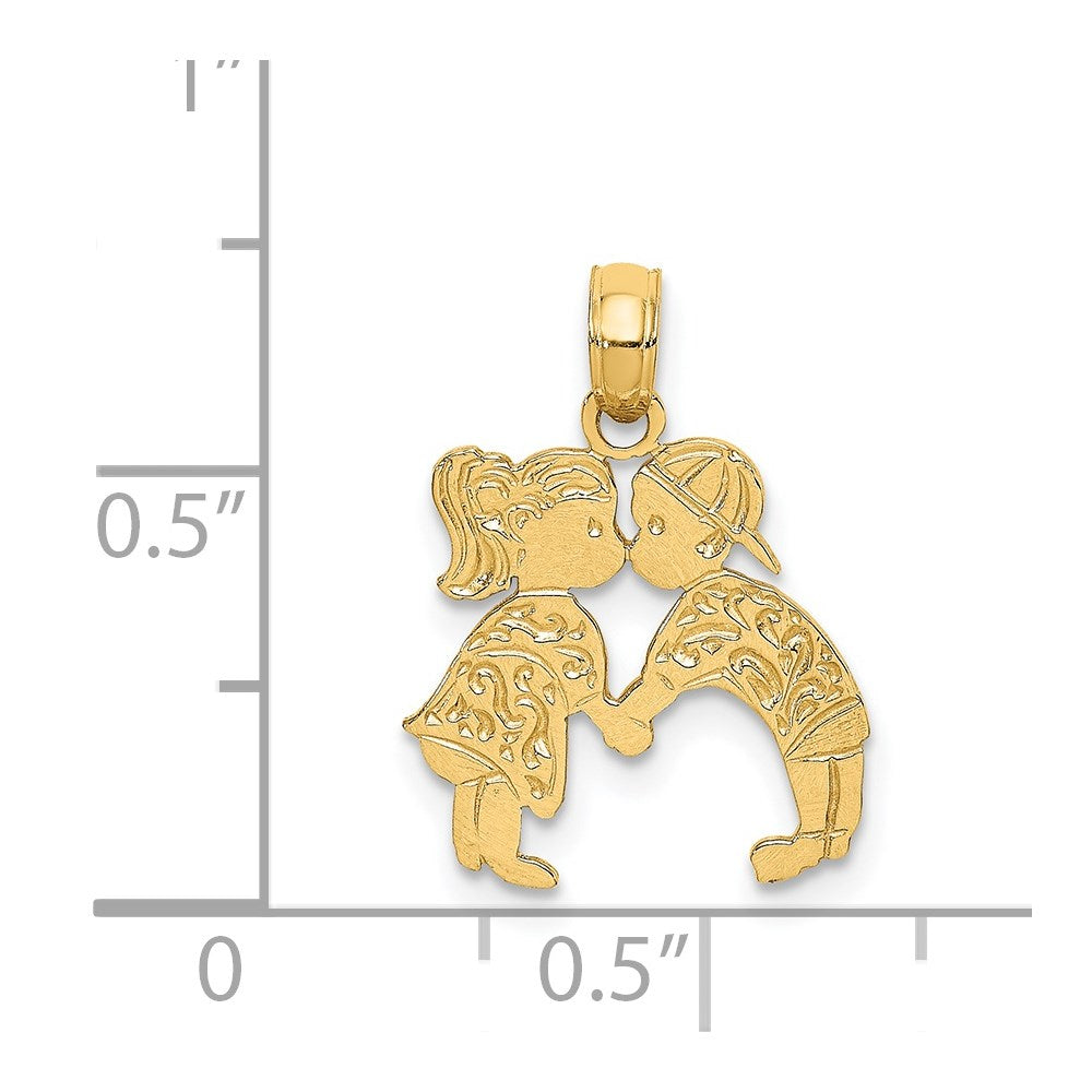 14K Kissing Boy and Girl Charm-D3995