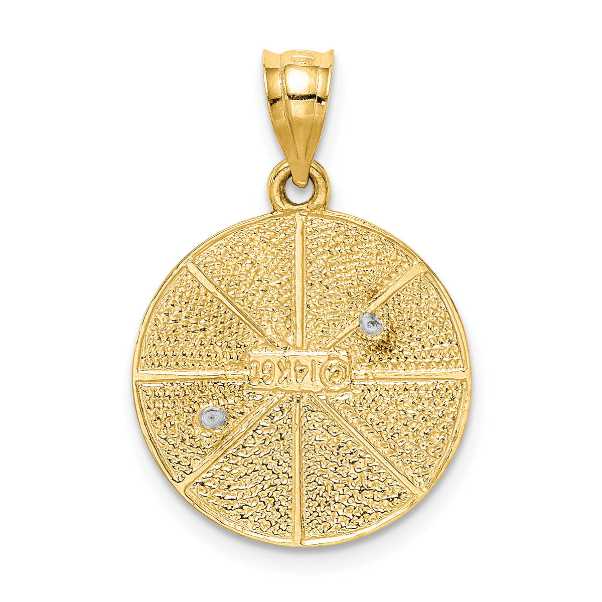 14k Two-tone Solid Satin Finish Flat Back Star of David Disc Charm-D40