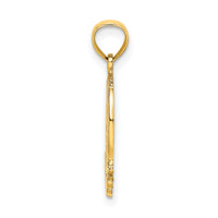 14K GOOD LUCK Horseshoe and Clover Charm-D4047