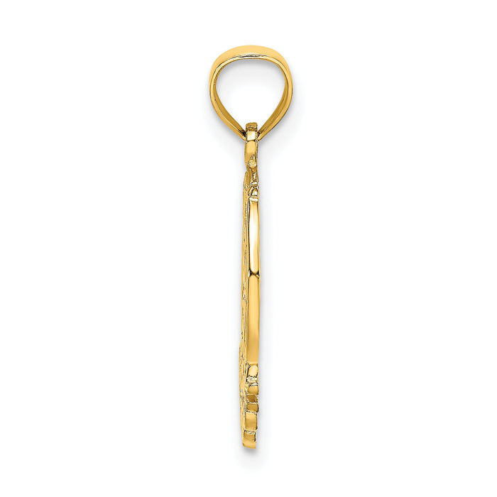 14K GOOD LUCK Horseshoe and Clover Charm-D4047