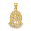 14K GOOD LUCK Horseshoe and Clover Charm-D4047
