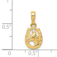 14K Horseshoe with Horse Head Pendant-D4048