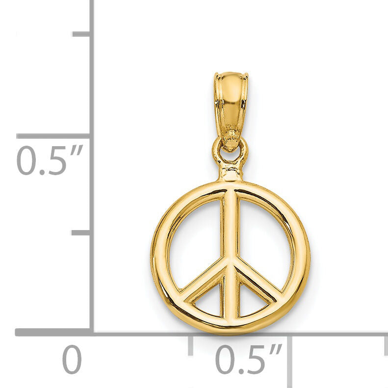 14K Polished Peace Symbol Pendant-D4053