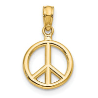 14K Polished Peace Symbol Pendant-D4053