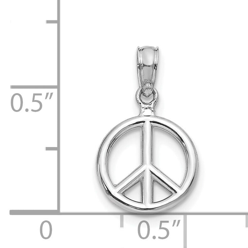 14K White Gold Polished Peace Symbol Pendant-D4053W