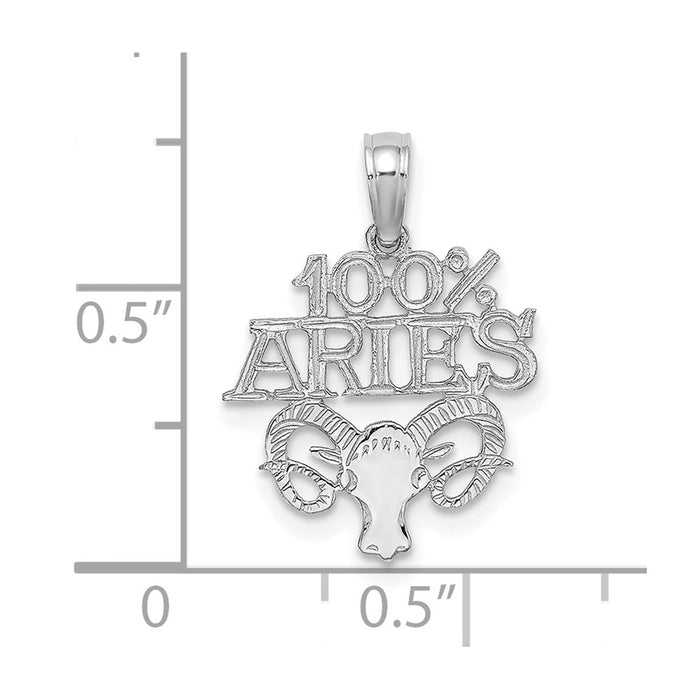 14k WG 100% ARIES Zodiac Charm-D4054W