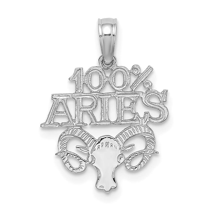 14k WG 100% ARIES Zodiac Charm-D4054W