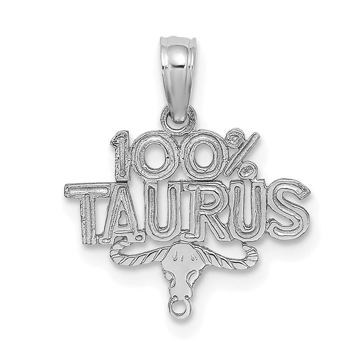 14k WG 100% TAURUS Zodiac Charm-D4055W