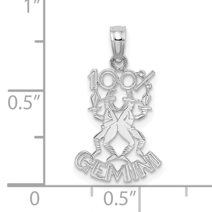 14k WG 100% GEMINI Zodiac Charm-D4056W