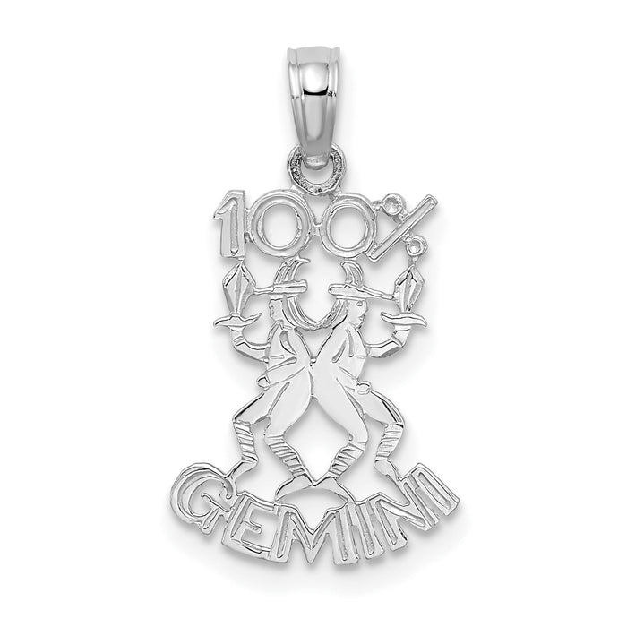 14k WG 100% GEMINI Zodiac Charm-D4056W