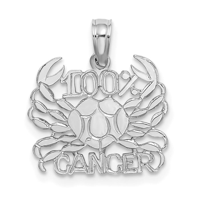 14k WG 100% CANCER Zodiac Charm-D4057W