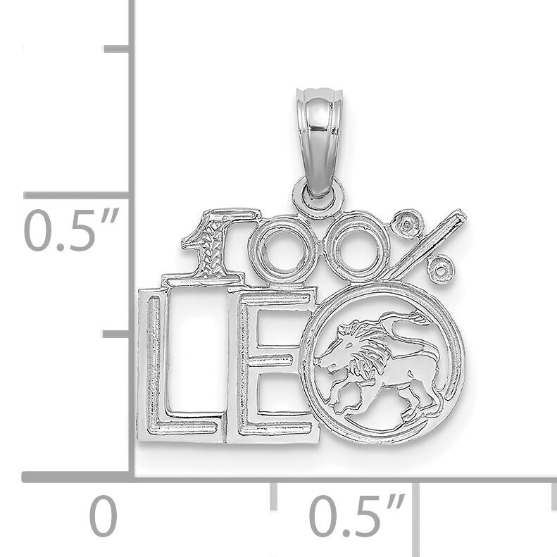 14k WG 100% LEO Zodiac Charm-D4058W