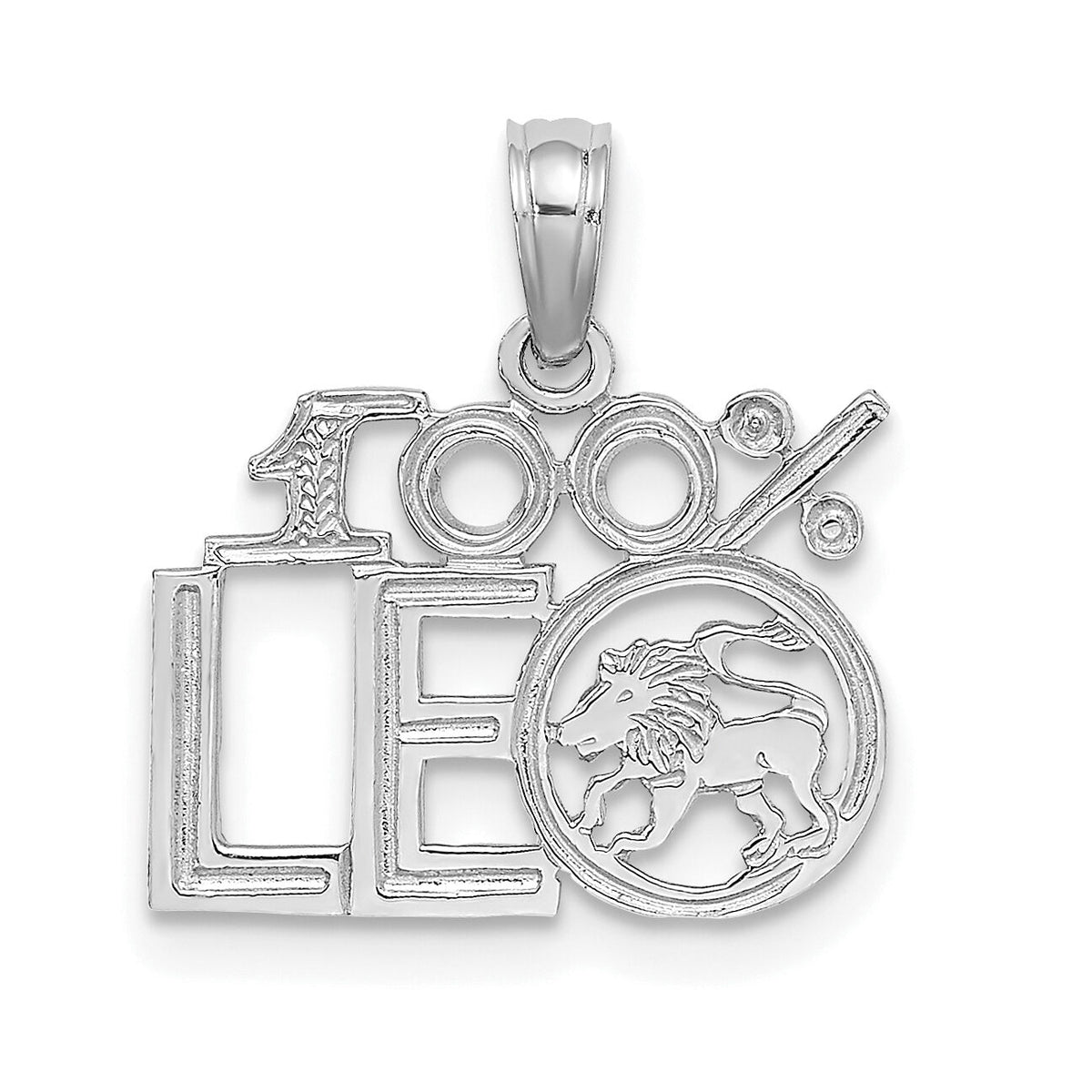 14k WG 100% LEO Zodiac Charm-D4058W