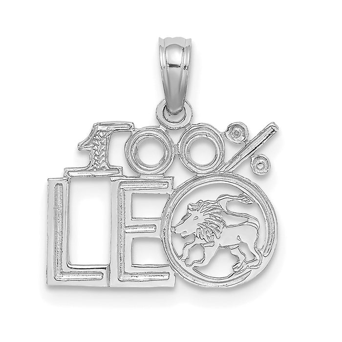 14k WG 100% LEO Zodiac Charm-D4058W