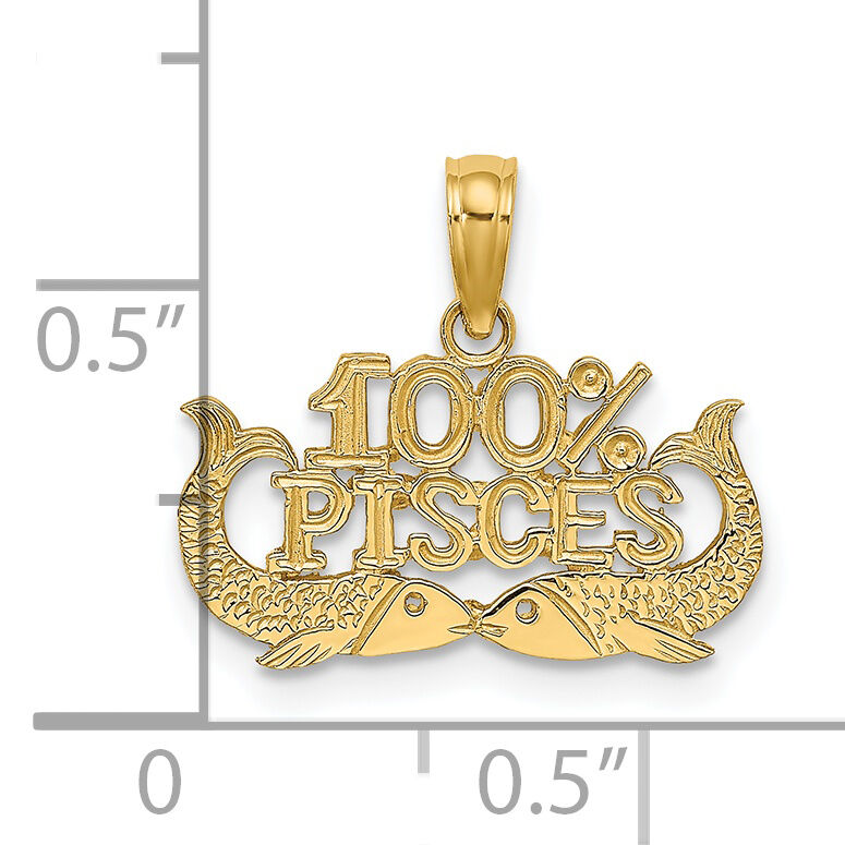 14K 100% PISCES Zodiac Charm-D4065