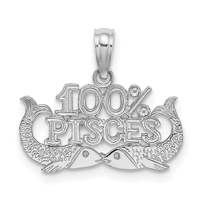 14k WG 100% PISCES Zodiac Charm-D4065W