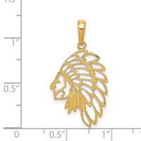 14K Cut-out Head Dress Pendant-D4081