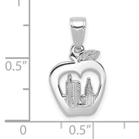 14k White Gold New York Skyline in Apple Pendant-D4083W