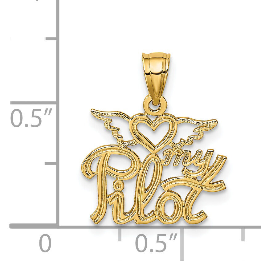 14K HEART MY PILOT Charm-D4084