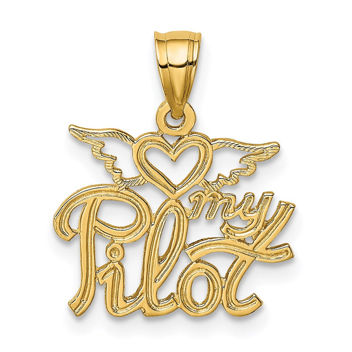 14K HEART MY PILOT Charm-D4084