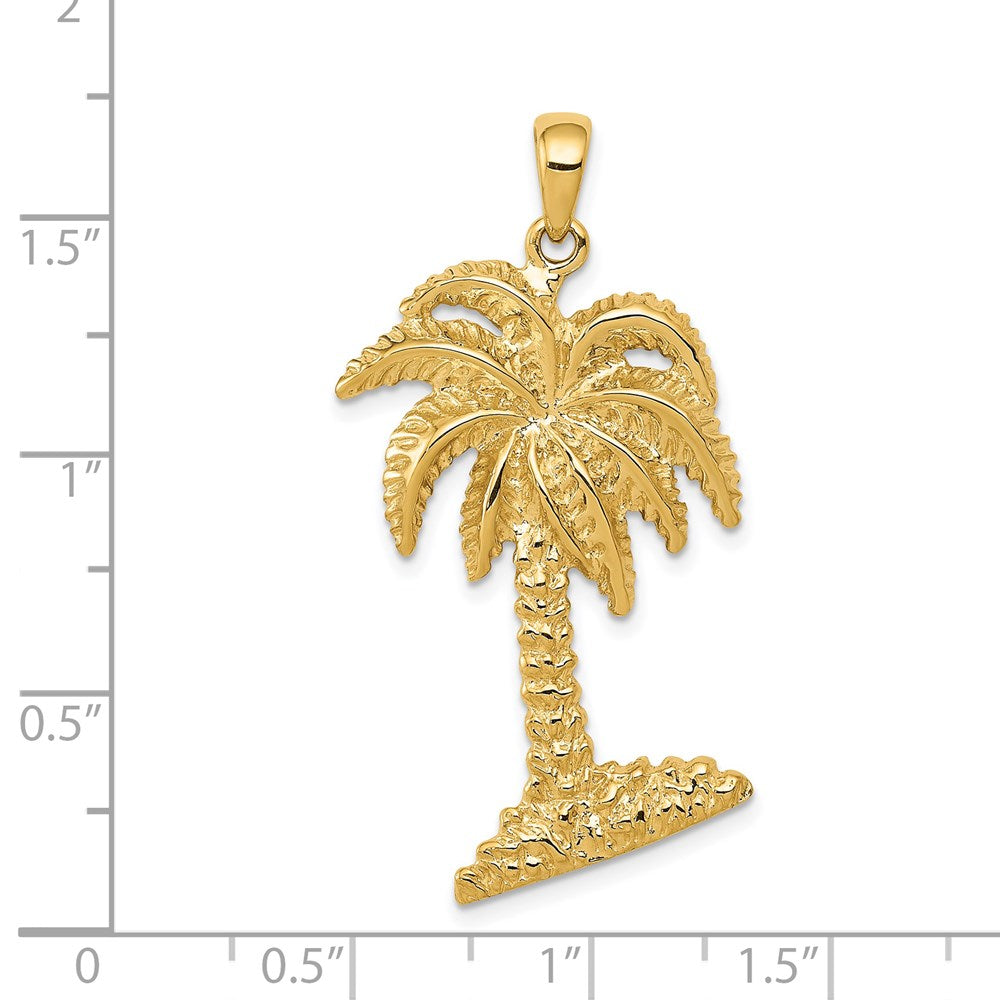 14K Large Palm Tree Pendant-D4093