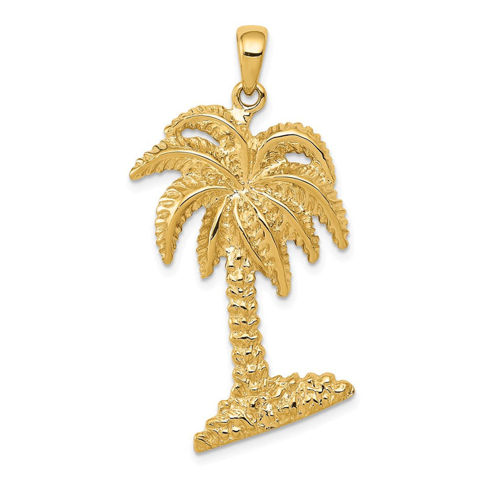 14K Large Palm Tree Pendant-D4093