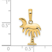 14K Charleston Palm Tree with Moon Pendant-D4095