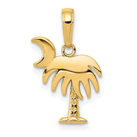 14K Charleston Palm Tree with Moon Pendant-D4095