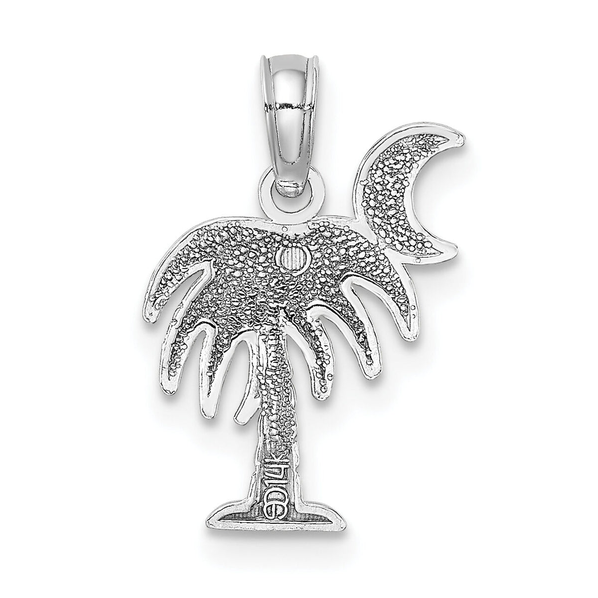 14K White Gold Polished Charleston Palm Tree w/ Moon Charm-D4095W