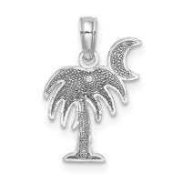 14K White Gold Polished Charleston Palm Tree w/ Moon Charm-D4095W