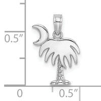 14K White Gold Polished Charleston Palm Tree w/ Moon Charm-D4095W