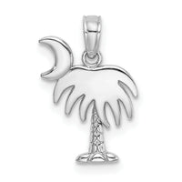 14K White Gold Polished Charleston Palm Tree w/ Moon Charm-D4095W