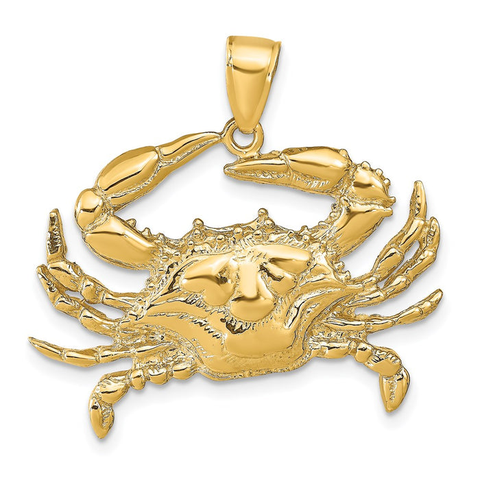 14K Blue Crab Pendant-D4109