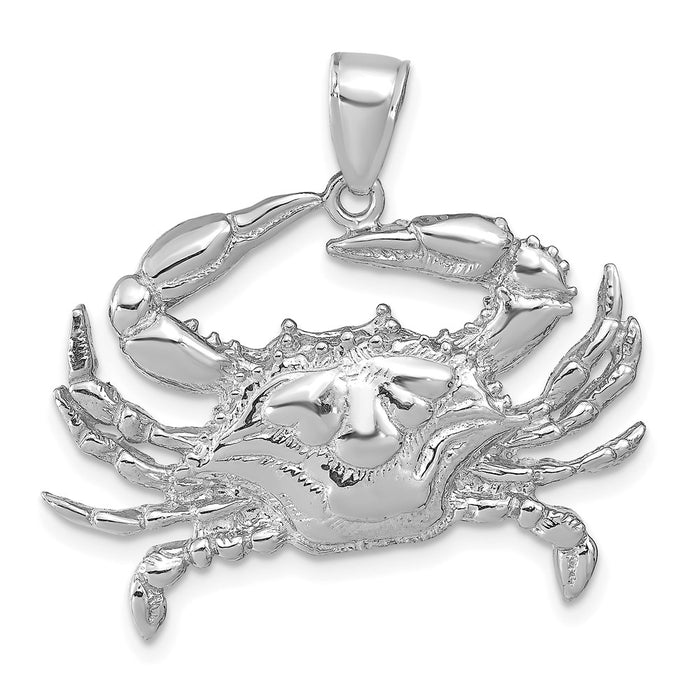 14K White Gold Blue Crab Pendant-D4109W