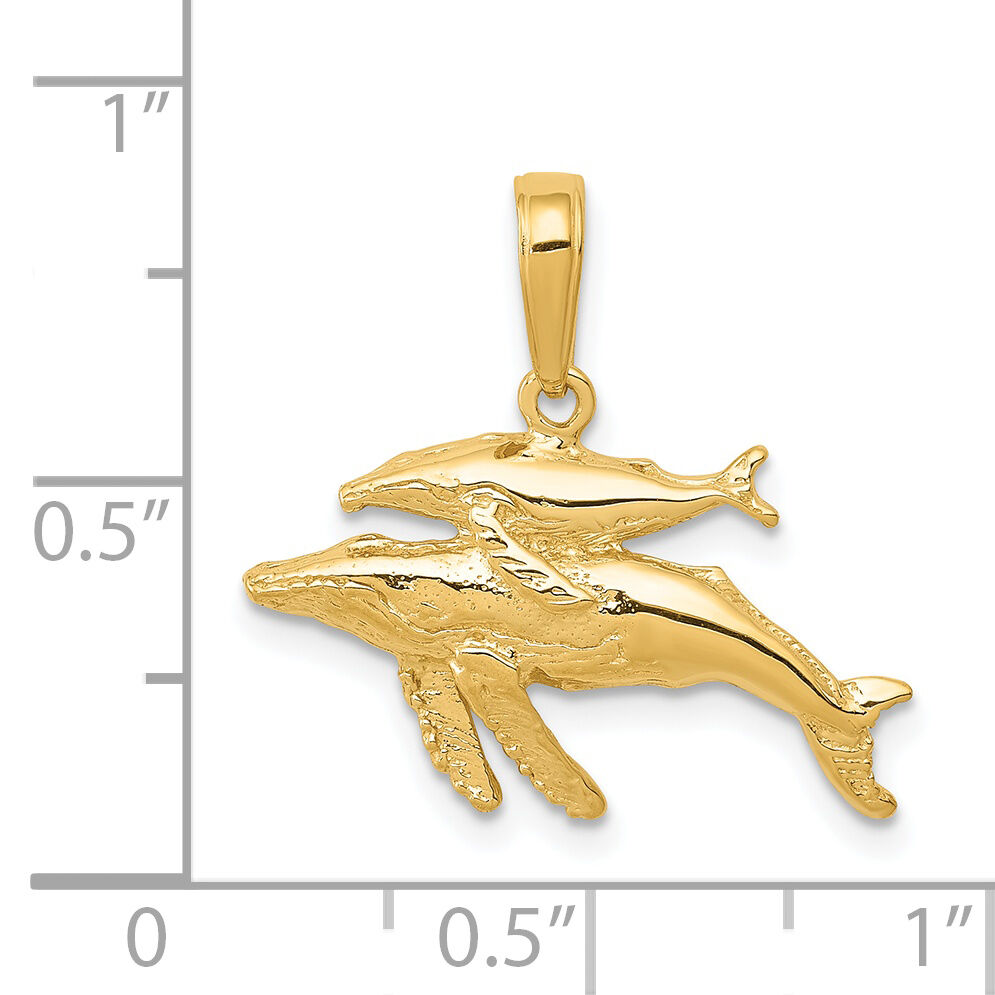 14K Mother and Baby Humpback Whale Pendant-D4130
