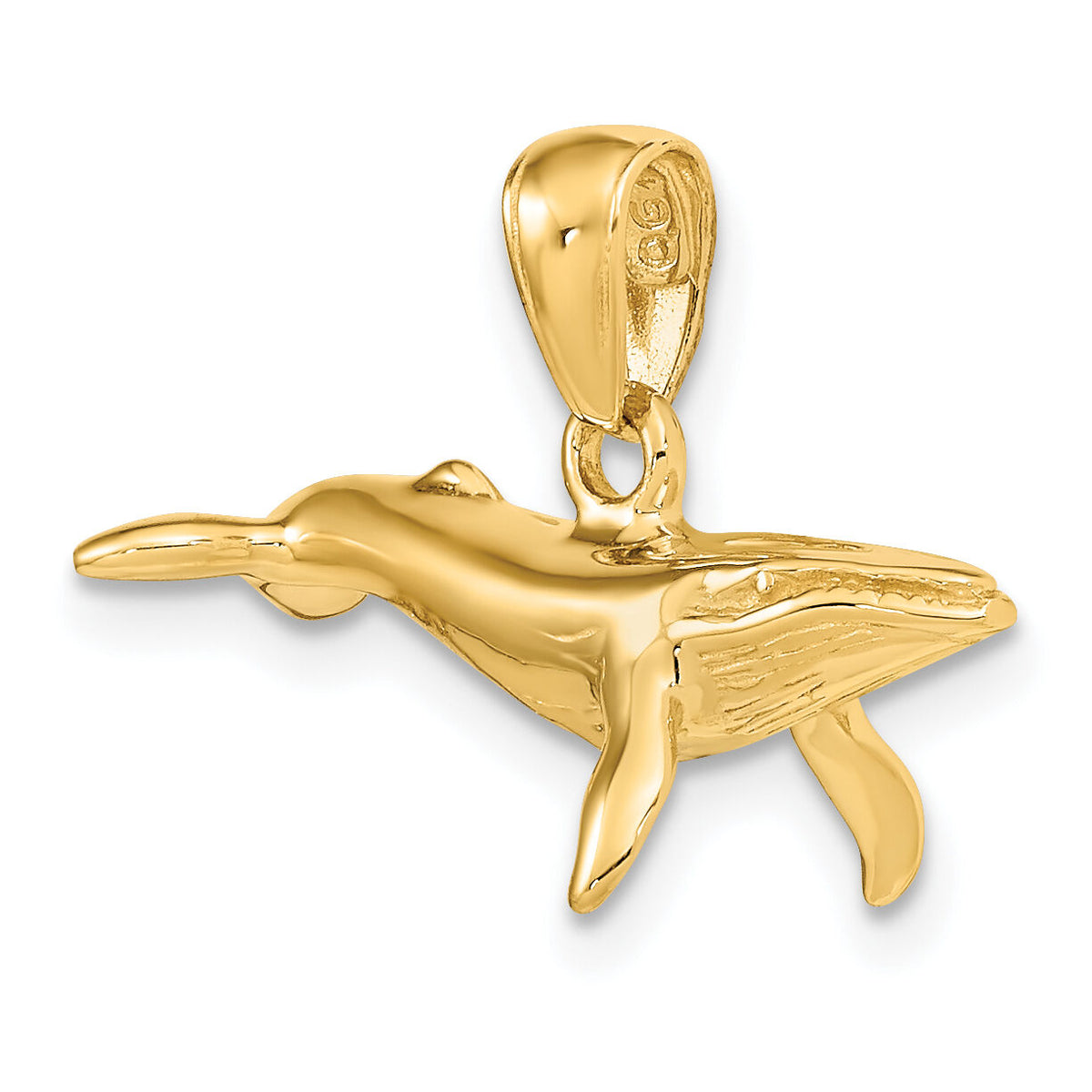 14K 3-D Humpback Whale Pendant-D4133
