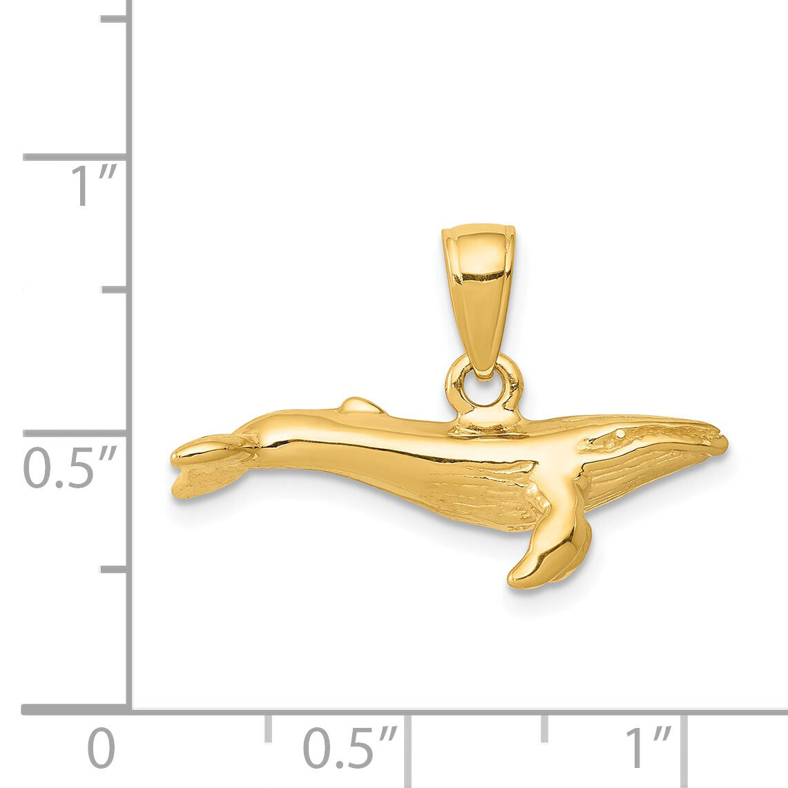 14K 3-D Humpback Whale Pendant-D4133