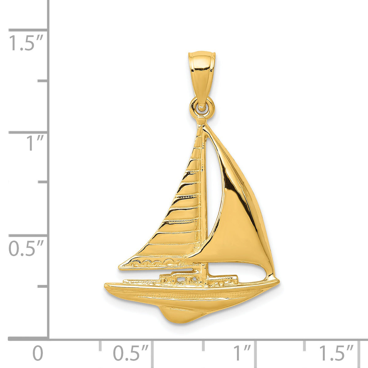 14K 2-D Sailboat Pendant-D4156