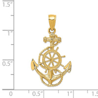 14K Anchor and Wheel Pendant-D4163