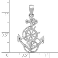 14K White Gold Anchor and Wheel Pendant-D4163W