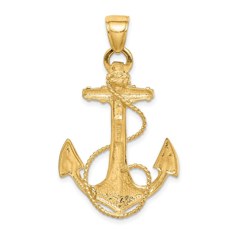 14K 2-D Anchor with Rope Pendant-D4165