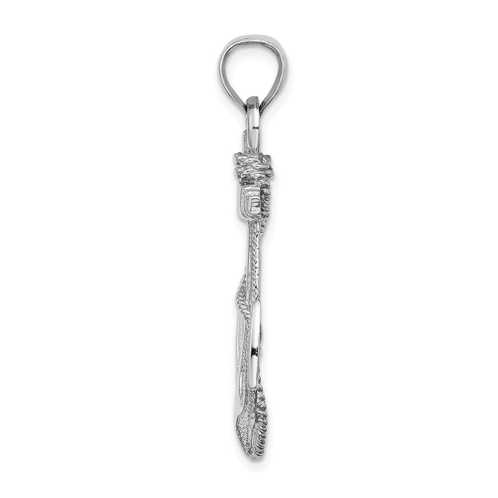 14K White Gold Anchor with Rope Pendant-D4165W