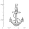 14K White Gold Anchor with Rope Pendant-D4165W