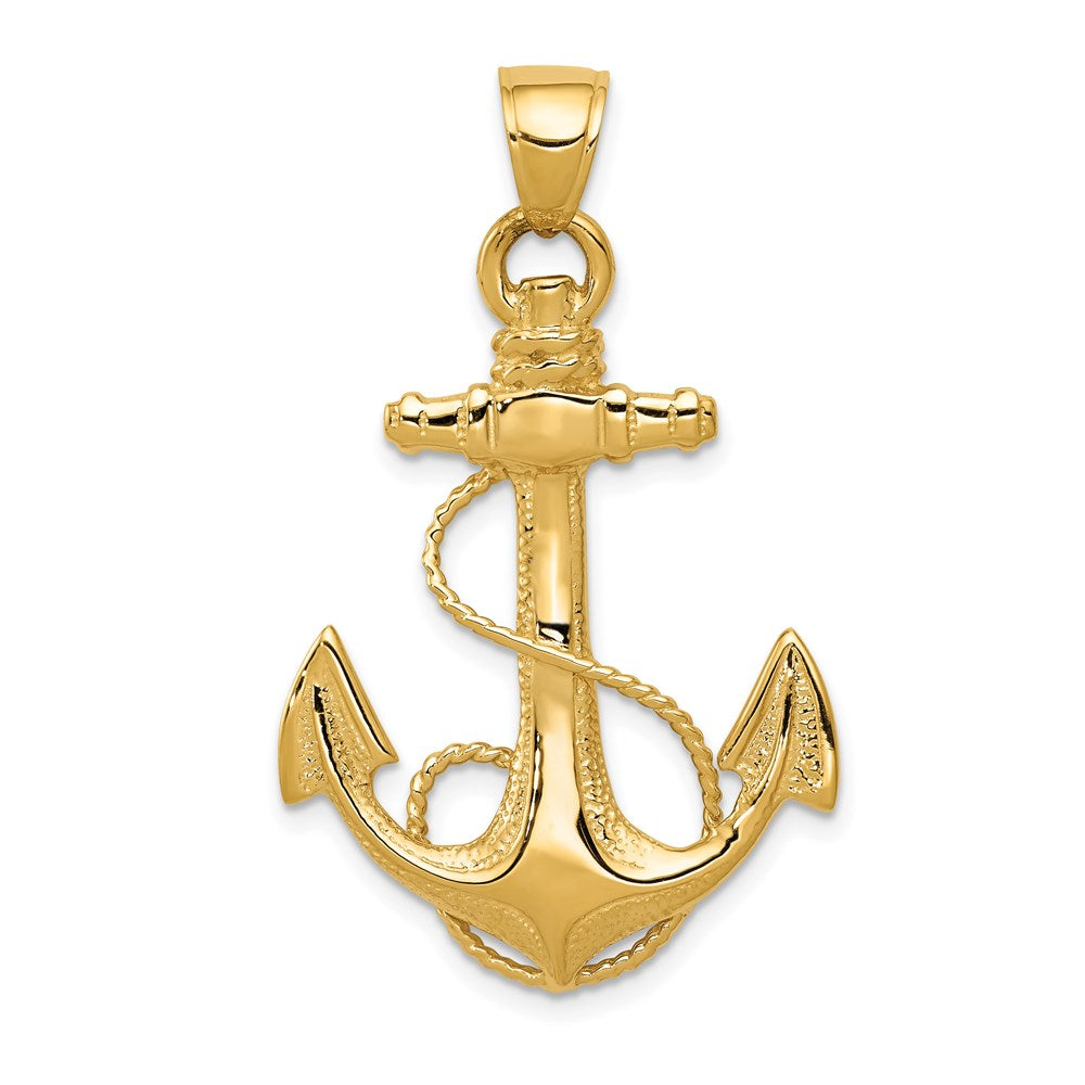 14K 2-D Anchor with Rope Pendant-D4165