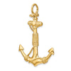 14K 3-D Solid Anchor with Rope Pendant-D4166